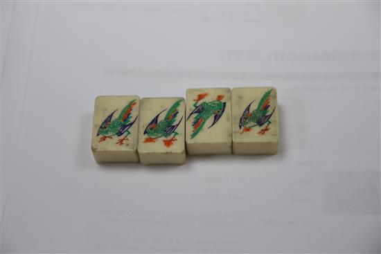 A Chinese mahjong set with lacquer case, Not Ivory but Ivorine